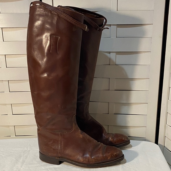 Vintage men’s Brown Leather Riding Boots Made in England for Peters Detroit Mich